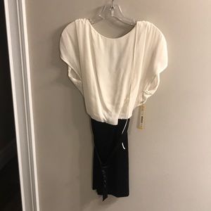 Alice + Olivia Cream and Black Mini Dress